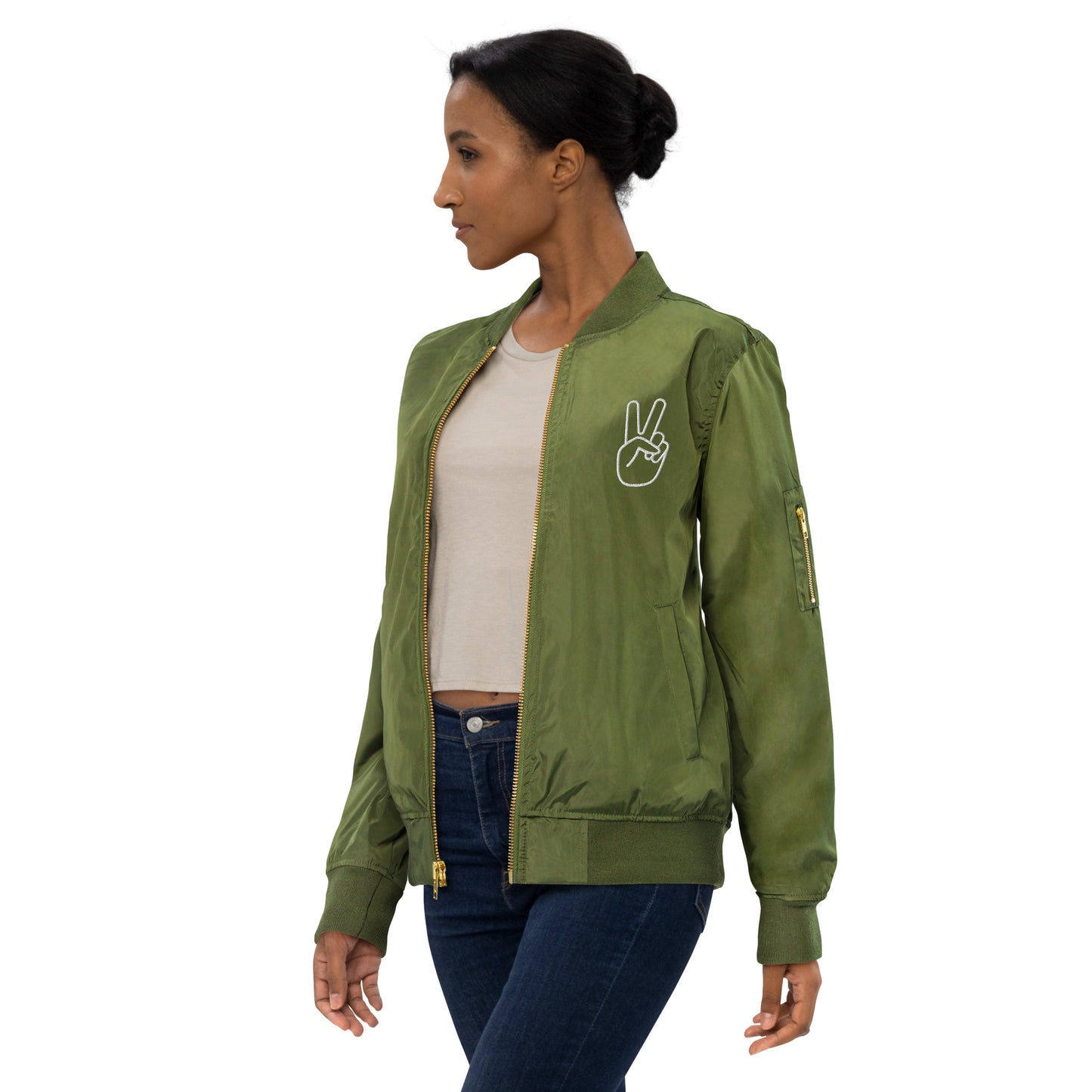"Please & Thank You" Embroidered Bomber Jacket