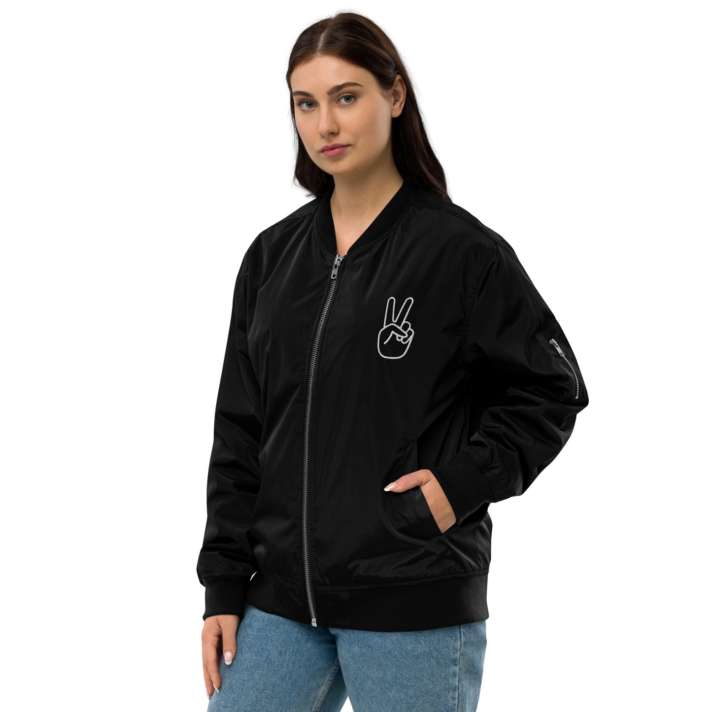 "Please & Thank You" Embroidered Bomber Jacket