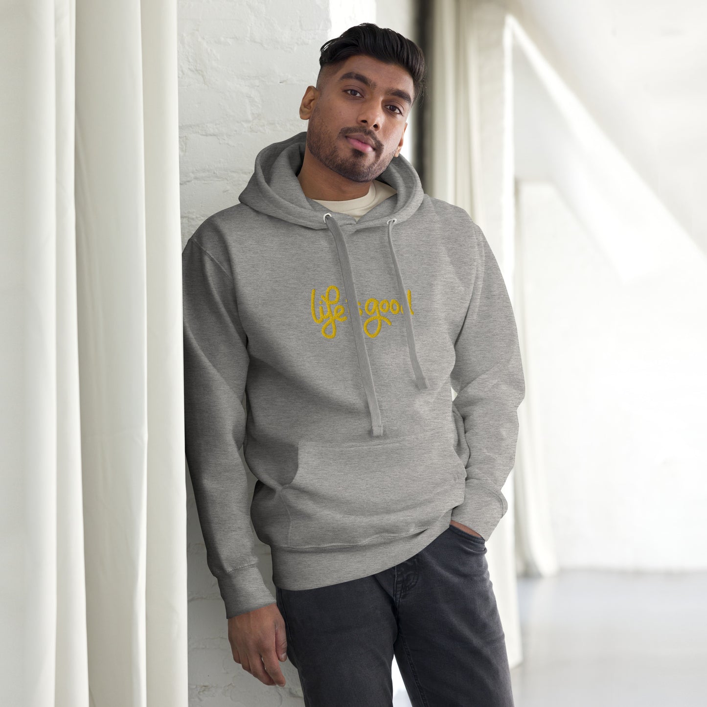 “Life Is Good” Embroidered Hoodie